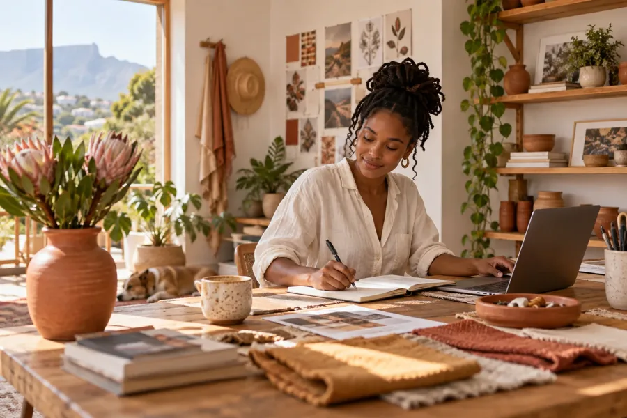 Illustrative solo business planning workspace